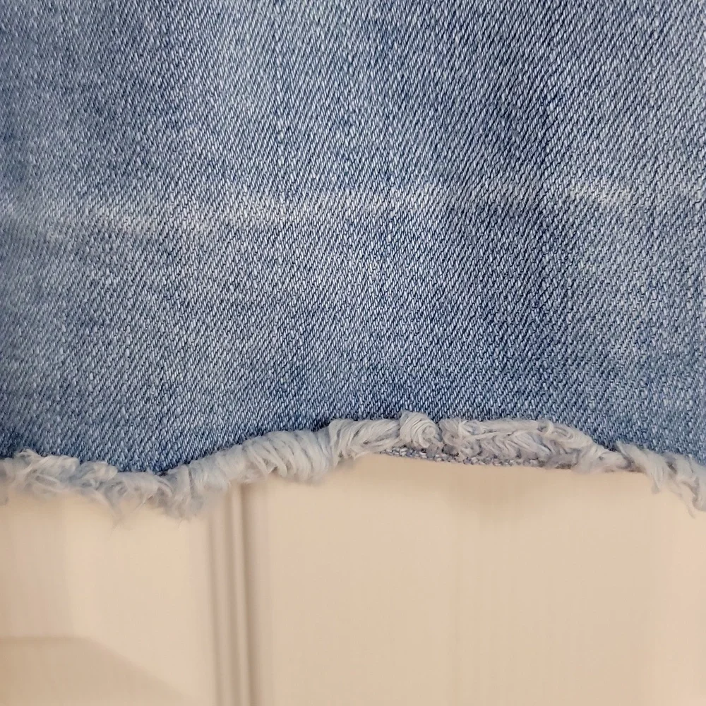 Wonder Nation Cropped Raw Hem Denim Jacket Distressed Blue Girls S 6-6X